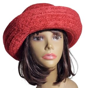 Betmar Cranberry Red Chenille Wide Brim   Hat